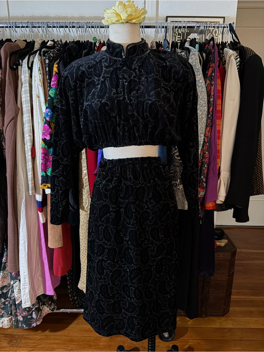 Vintage Black Velvet Two Piece Set ~ Repurposed @dadalydose